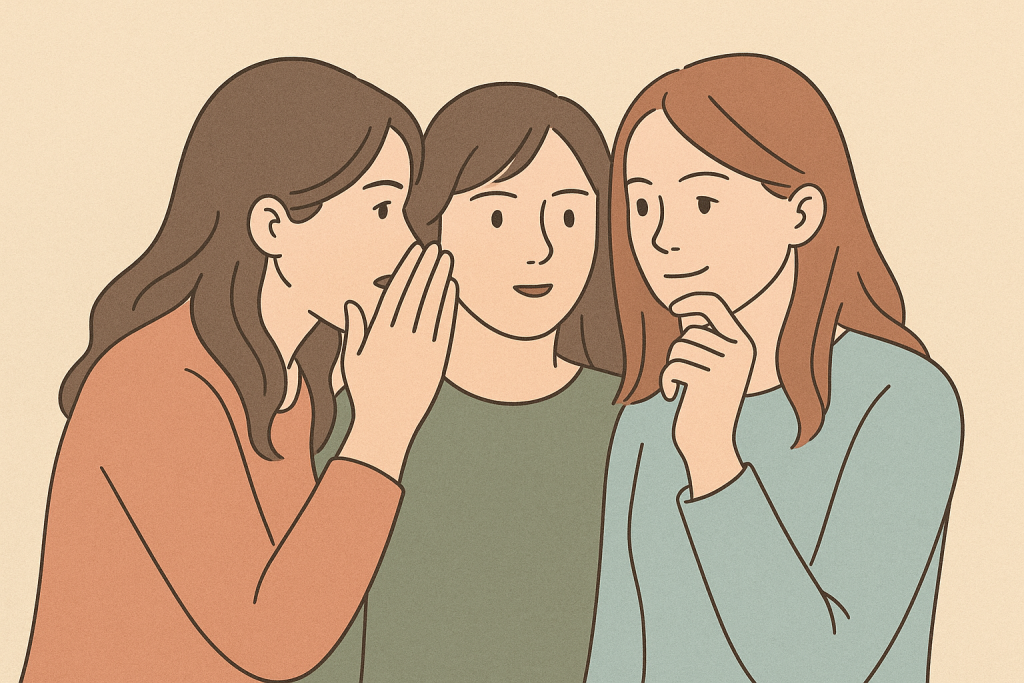 陰で誰かの話をしている様子