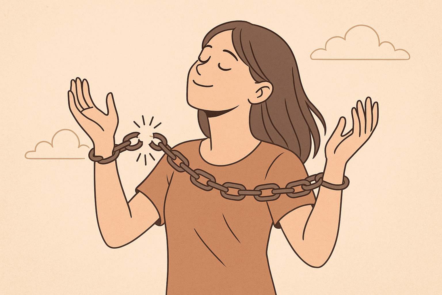 心の重荷を下ろす女性